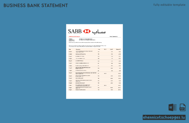SABB Bank Unternehmensmitteilung – Beispielvorschau in Word und PDF
